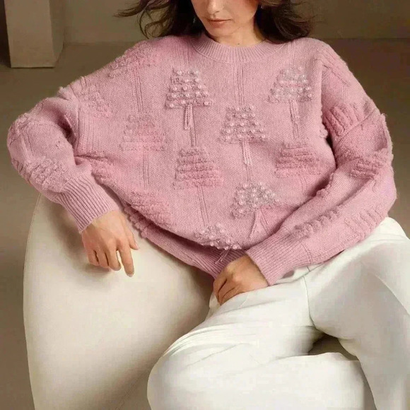 Sweaters - Pink Casual Women's Chic Pullover Sweater